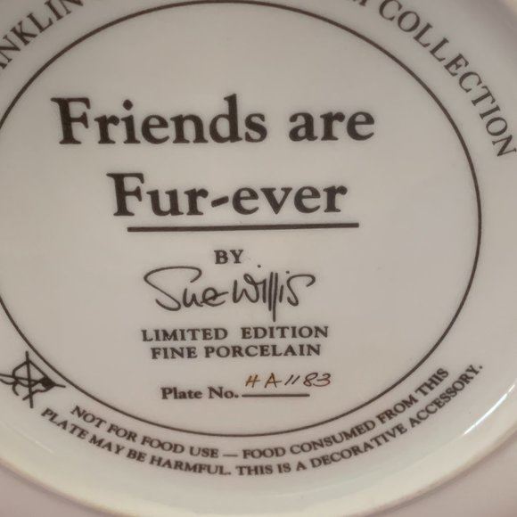 Franklin Mint FRIENDS ARE FUR EVER bear plate Sue Willis, fur-ever - Picture 5 of 7